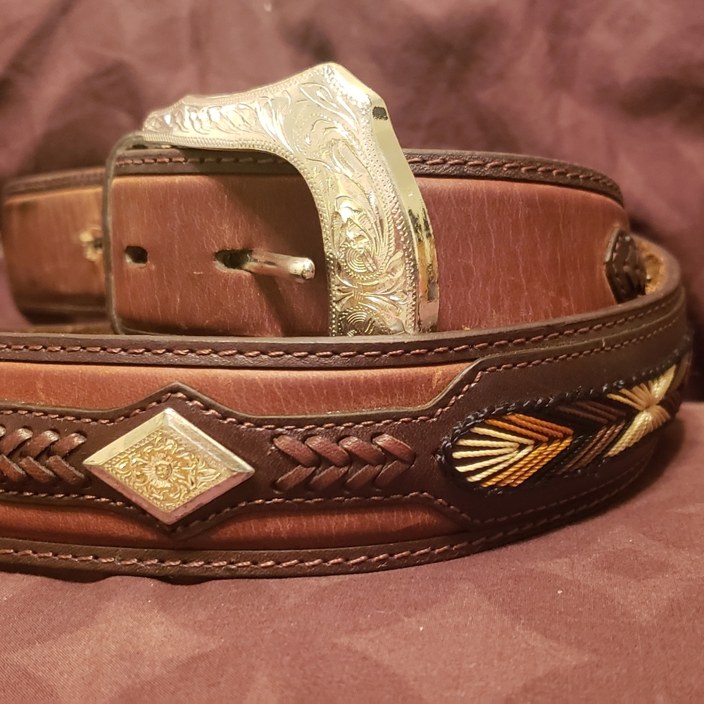 3-D Leather Western Belt